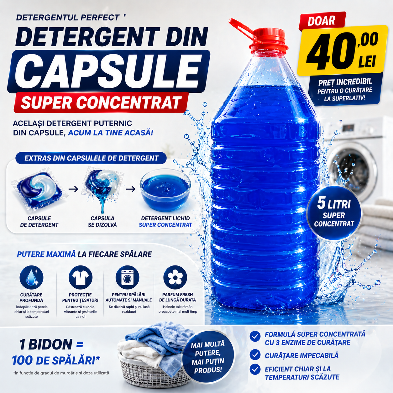 Detergent din Capsule Super Concentrat- 5L